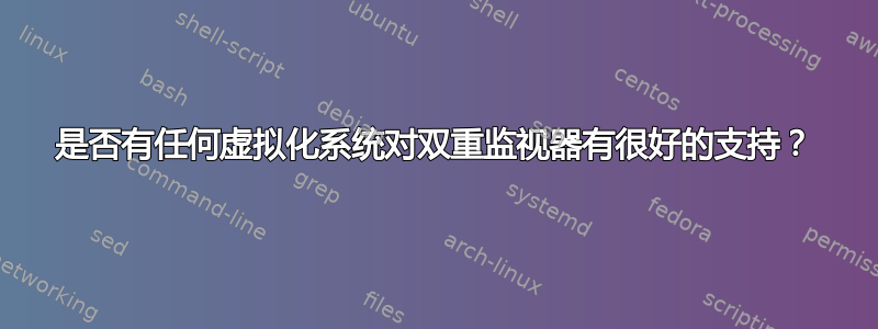 是否有任何虚拟化系统对双重监视器有很好的支持？