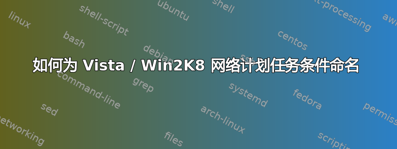 如何为 Vista / Win2K8 网络计划任务条件命名