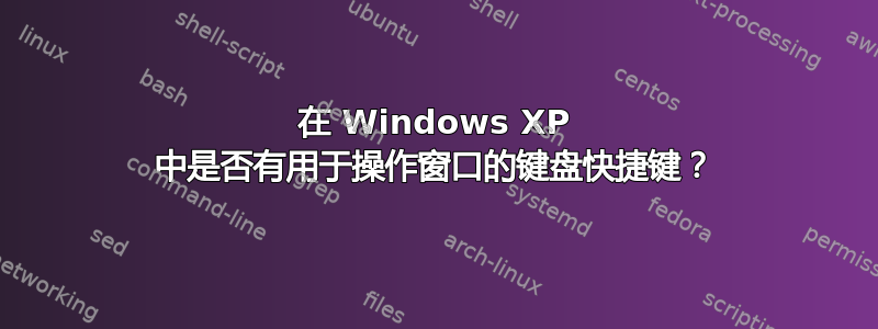 在 Windows XP 中是否有用于操作窗口的键盘快捷键？