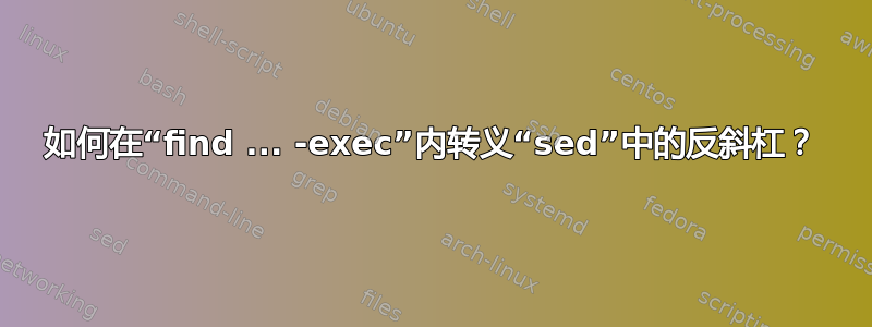 如何在“find ... -exec”内转义“sed”中的反斜杠？