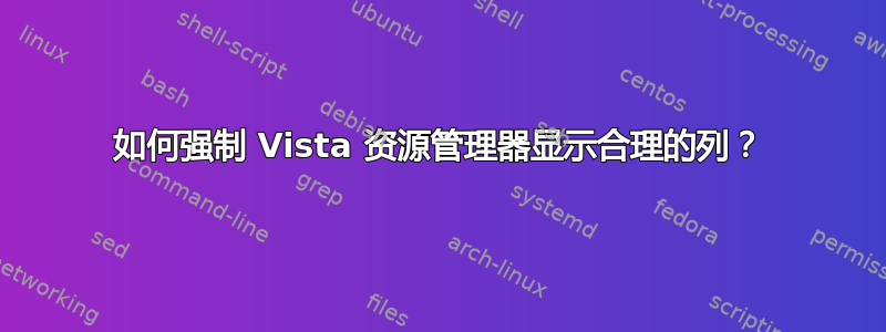 如何强制 Vista 资源管理器显示合理的列？