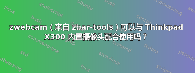 zwebcam（来自 zbar-tools）可以与 Thinkpad X300 内置摄像头配合使用吗？