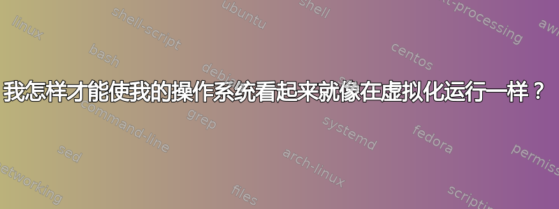 我怎样才能使我的操作系统看起来就像在虚拟化运行一样？