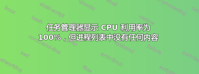 任务管理器显示 CPU 利用率为 100%，但进程列表中没有任何内容