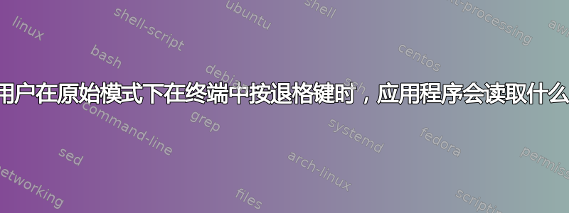 当用户在原始模式下在终端中按退格键时，应用程序会读取什么？