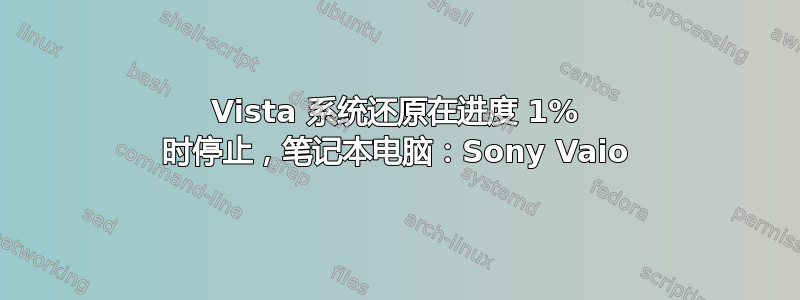 Vista 系统还原在进度 1% 时停止，笔记本电脑：Sony Vaio