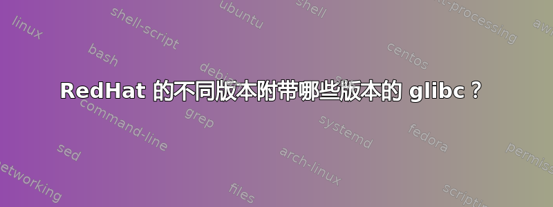 RedHat 的不同版本附带哪些版本的 glibc？