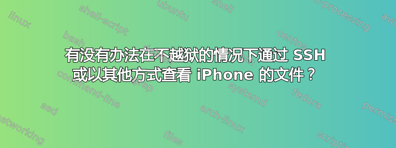 有没有办法在不越狱的情况下通过 SSH 或以其他方式查看 iPhone 的文件？