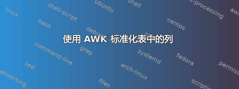 使用 AWK 标准化表中的列