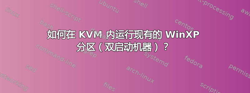 如何在 KVM 内运行现有的 WinXP 分区（双启动机器）？