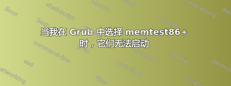 当我在 Grub 中选择 memtest86+ 时，它们无法启动