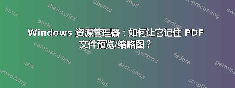 Windows 资源管理器：如何让它记住 PDF 文件预览/缩略图？