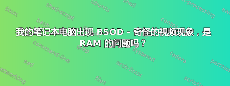 我的笔记本电脑出现 BSOD - 奇怪的视频现象，是 RAM 的问题吗？