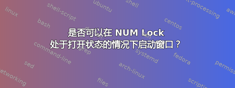 是否可以在 NUM Lock 处于打开状态的情况下启动窗口？