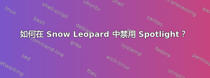 如何在 Snow Leopard 中禁用 Spotlight？