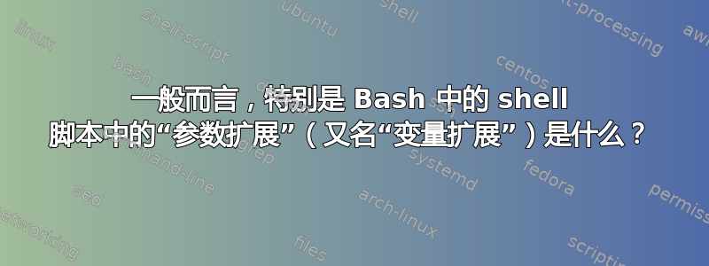 一般而言，特别是 Bash 中的 shell 脚本中的“参数扩展”（又名“变量扩展”）是什么？