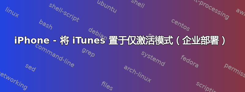 iPhone - 将 iTunes 置于仅激活模式（企业部署）