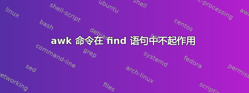 awk 命令在 find 语句中不起作用