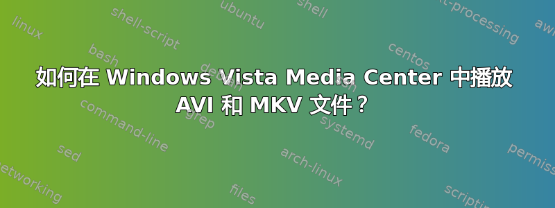 如何在 Windows Vista Media Center 中播放 AVI 和 MKV 文件？