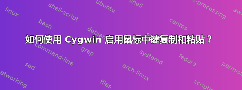 如何使用 Cygwin 启用鼠标中键复制和粘贴？