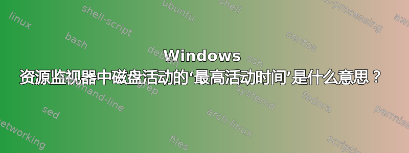 Windows 资源监视器中磁盘活动的‘最高活动时间’是什么意思？