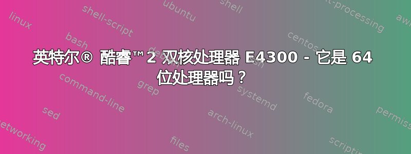 英特尔® 酷睿™2 双核处理器 E4300 - 它是 64 位处理器吗？