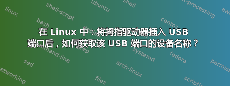 在 Linux 中：将拇指驱动器插入 USB 端口后，如何获取该 USB 端口的设备名称？