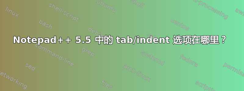 Notepad++ 5.5 中的 tab/indent 选项在哪里？