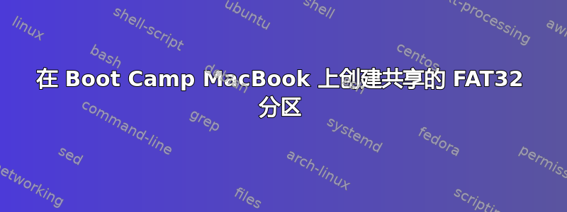 在 Boot Camp MacBook 上创建共享的 FAT32 分区