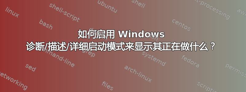 如何启用 Windows 诊断/描述/详细启动模式来显示其正在做什么？