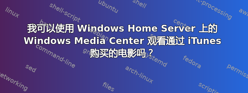 我可以使用 Windows Home Server 上的 Windows Media Center 观看通过 iTunes 购买的电影吗？