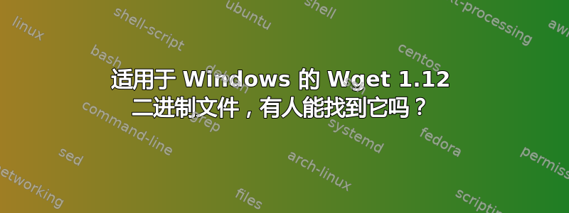 适用于 Windows 的 Wget 1.12 二进制文件，有人能找到它吗？