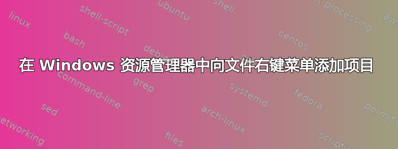 在 Windows 资源管理器中向文件右键菜单添加项目