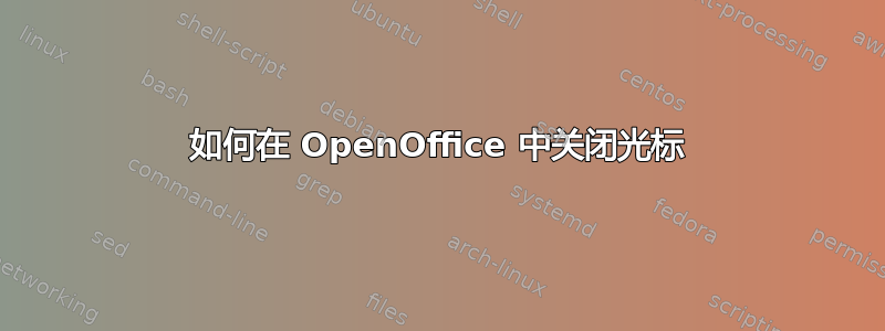 如何在 OpenOffice 中关闭光标