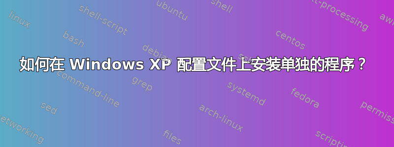 如何在 Windows XP 配置文件上安装单独的程序？