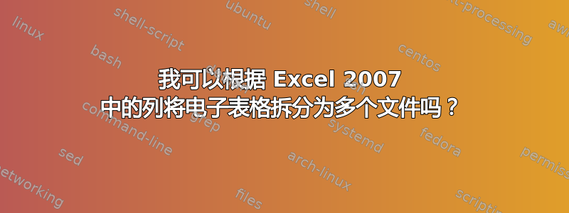 我可以根据 Excel 2007 中的列将电子表格拆分为多个文件吗？