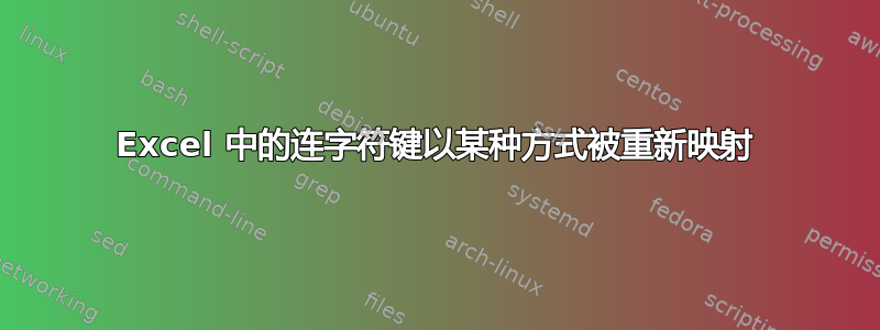 Excel 中的连字符键以某种方式被重新映射