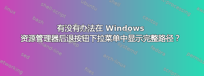 有没有办法在 Windows 资源管理器后退按钮下拉菜单中显示完整路径？