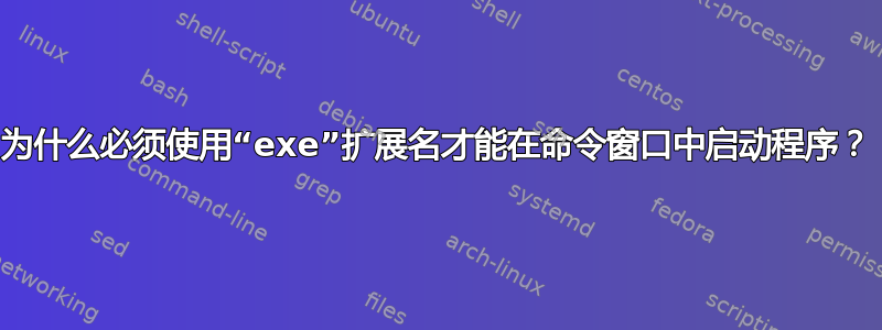 为什么必须使用“exe”扩展名才能在命令窗口中启动程序？