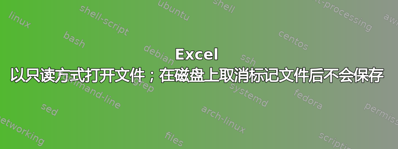 Excel 以只读方式打开文件；在磁盘上取消标记文件后不会保存