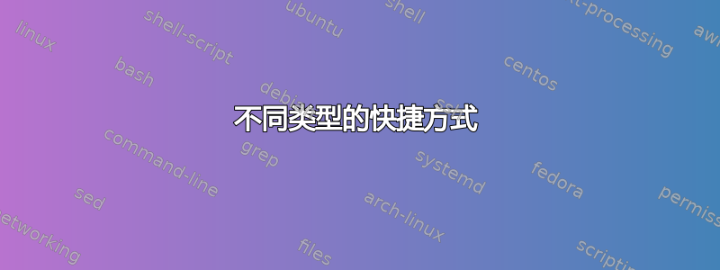 不同类型的快捷方式