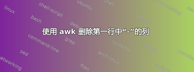 使用 awk 删除第一行中“-”的列