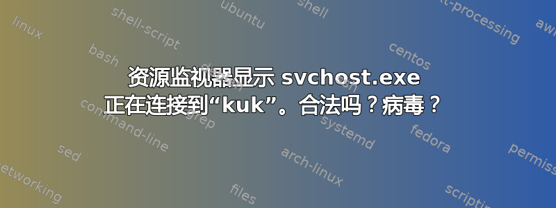 资源监视器显示 svchost.exe 正在连接到“kuk”。合法吗？病毒？