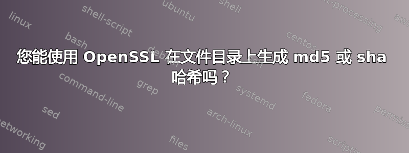 您能使用 OpenSSL 在文件目录上生成 md5 或 sha 哈希吗？