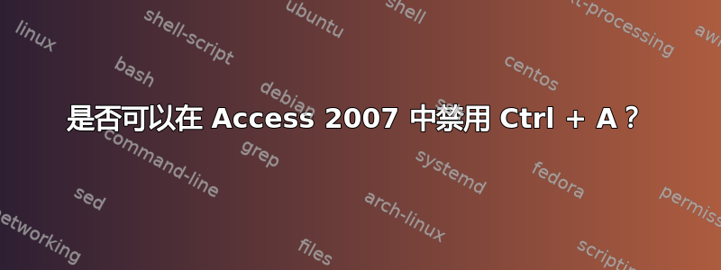 是否可以在 Access 2007 中禁用 Ctrl + A？