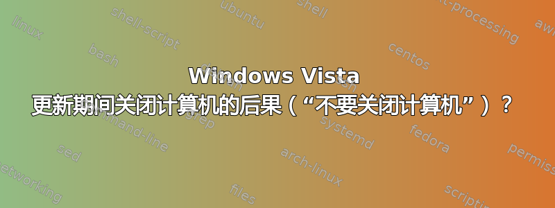 Windows Vista 更新期间关闭计算机的后果（“不要关闭计算机”）？