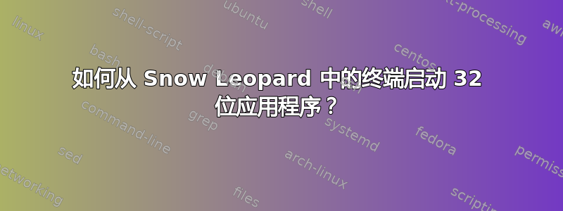 如何从 Snow Leopard 中的终端启动 32 位应用程序？