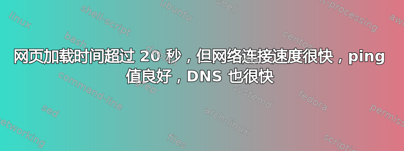 网页加载时间超过 20 秒，但网络连接速度很快，ping 值良好，DNS 也很快