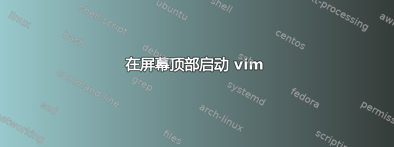 在屏幕顶部启动 vim