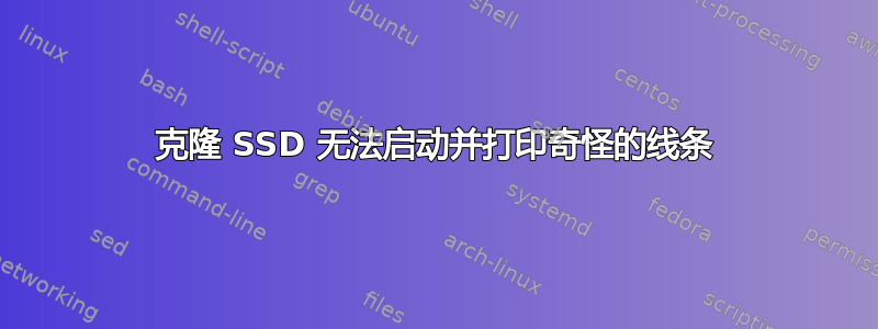 克隆 SSD 无法启动并打印奇怪的线条